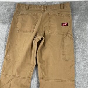 Milwaukee Carpenter Work Pants Mens 36x34 Tan Utility Canvas Workwear